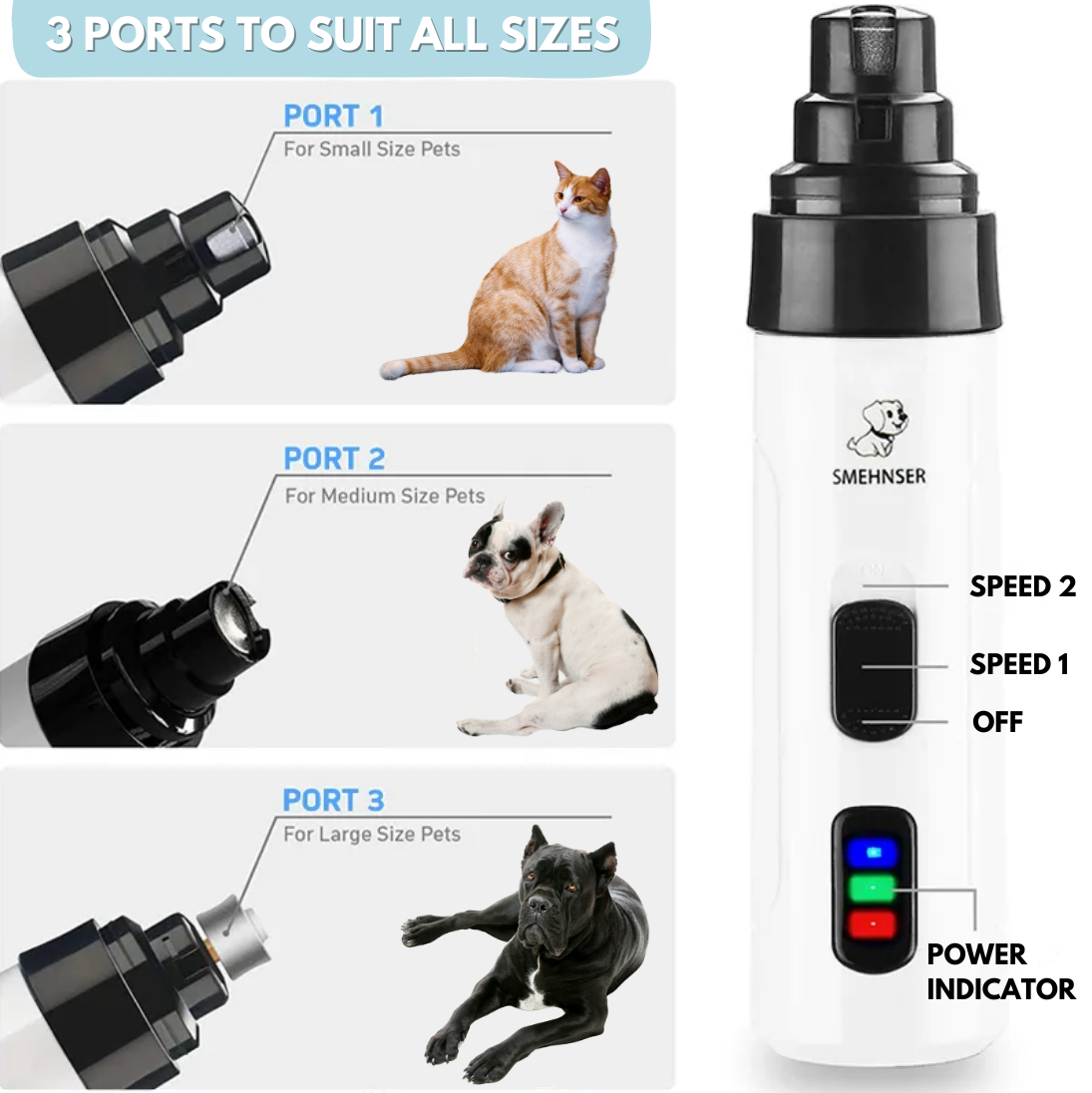 Painless USB Rechargeable Pet Nail Grinder: Silent Motor & Safe Trimming Technology For Dogs & Cats