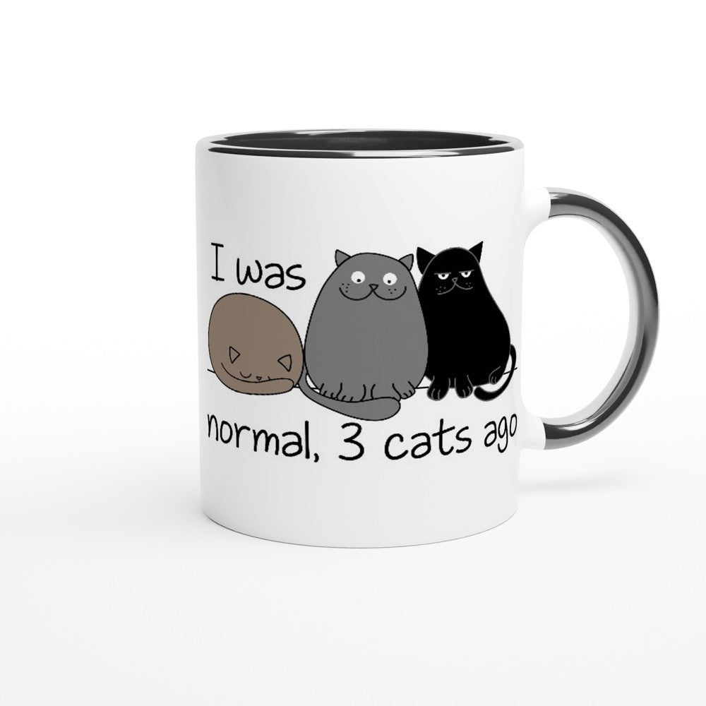 Funny Cat Lovers Mug - 'I Was Normal 3 Cats Ago' Design | White Ceramic Coffee Cup 11oz | Unique Gift