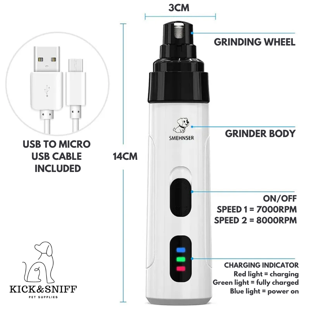 Painless USB Rechargeable Pet Nail Grinder: Silent Motor & Safe Trimming Technology For Dogs & Cats