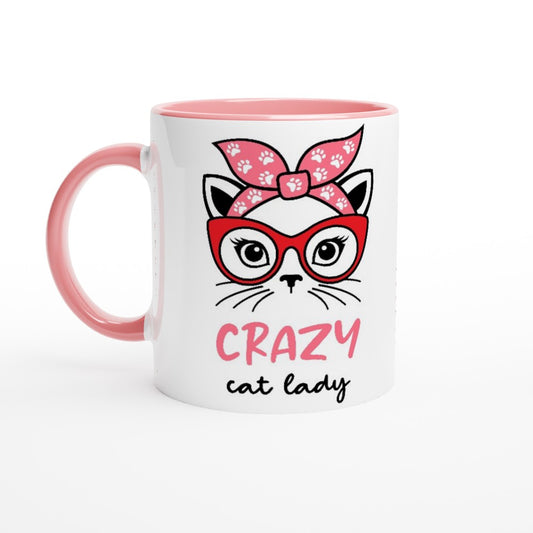 Novely 'Crazy Cat Lady' Coffee Cup | Unique Gift For Cat Lovers | Adorable White Ceramic 11oz Mug