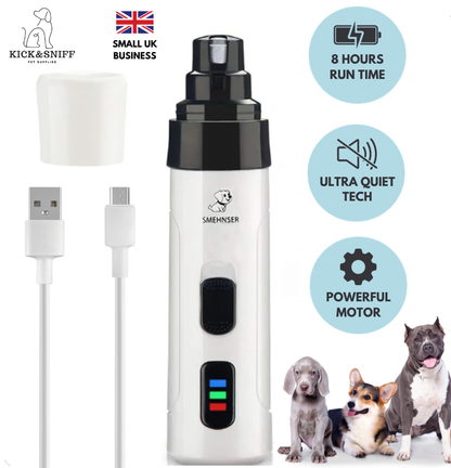 Painless USB Rechargeable Pet Nail Grinder: Silent Motor & Safe Trimming Technology For Dogs & Cats