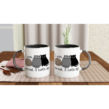 Funny Cat Lovers Mug - 'I Was Normal 3 Cats Ago' Design | White Ceramic Coffee Cup 11oz | Unique Gift